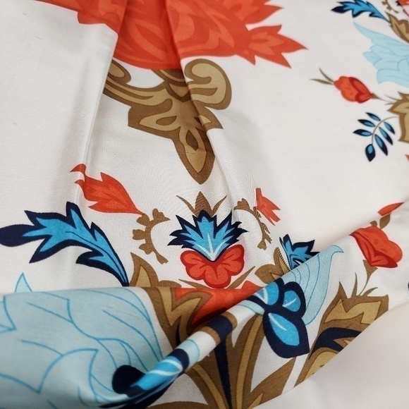 Talbots Silk Orange Wht Floral Boho Belted Skirt Size 4 - Picture 9 of 13